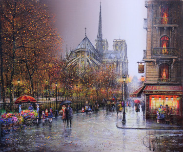 Paris, Notre-Dame (10F) Ζωγραφική με τίτλο "Paris, Notre-Dame…" από Guy Dessapt, Αυθεντικά έργα τέχνης, Λάδι