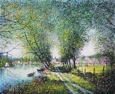 8F Bords de la Seine Peinture intitulée "8F Bords de la Seine" par Guy Dessapt, Œuvre d'art originale, Huile