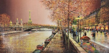 Malerei mit dem Titel "Paris le Pont Alexa…" von Guy Dessapt, Original-Kunstwerk, Acryl