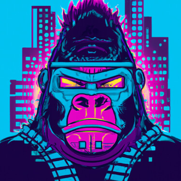 Arte digital titulada "Gorilla city" por Guy Dorion, Obra de arte original, Imagen generada por IA