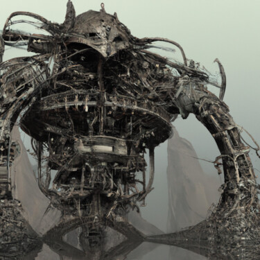 「H.R. Giger style 11…」というタイトルのデジタルアーツ Guy Dorionによって, オリジナルのアートワーク, AI生成画像