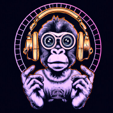 Arts numériques intitulée "Psychic monkey" par Guy Dorion, Œuvre d'art originale, Image générée par l'IA