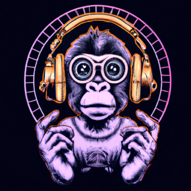 Arte digitale intitolato "Psychic monkey" da Guy Dorion, Opera d'arte originale, Immagine generata dall'IA