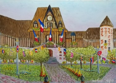 Pittura intitolato "Mairie de Deauville…" da Guy Fitoussi, Opera d'arte originale, Olio