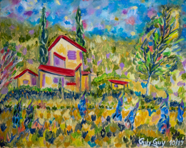 Painting titled "Paysage de Provence…" by Guy Fitoussi, Original Artwork, Oil