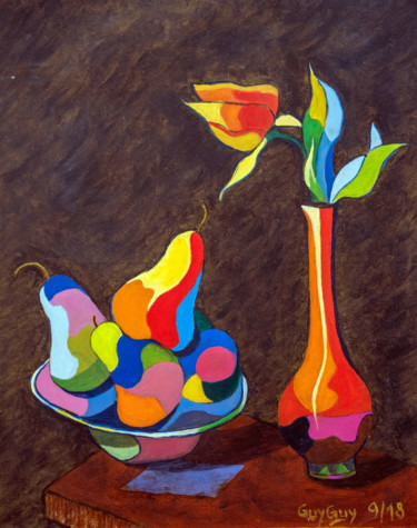 Painting titled "Nature Morte" by Guy Fitoussi, Original Artwork, Oil