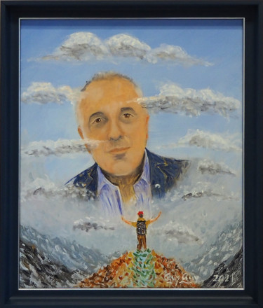 Painting titled "Mon Ami" by Guy Fitoussi, Original Artwork, Oil Mounted on Wood Panel