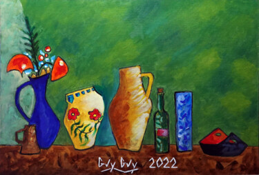 Painting titled "Nature Morte Simple" by Guy Fitoussi, Original Artwork, Oil