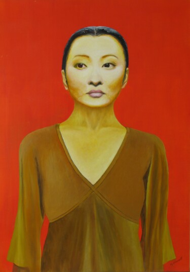 Painting titled "women 1" by Guy Fouinat, Original Artwork, Oil Mounted on Wood Stretcher frame