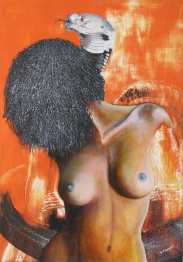 Painting titled "women 3" by Guy Fouinat, Original Artwork, Oil Mounted on Wood Stretcher frame
