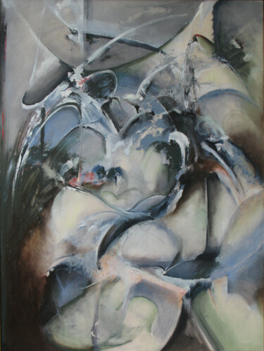Painting titled "Sensations 5" by Guy Fouinat, Original Artwork, Oil Mounted on Wood Stretcher frame