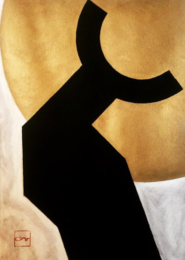 Pittura intitolato "TOROS IN GOLD 02" da Guy Fouré, Opera d'arte originale, Acrilico