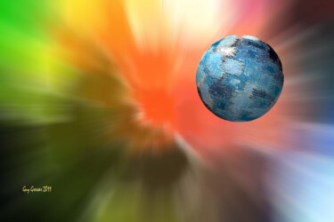 Digital Arts titled "Planete-bleue-002" by Guy Gresser, Original Artwork, Digital Painting