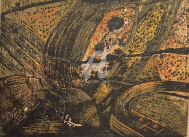 Incisioni, stampe intitolato "TEMPETE" da Guy Appolinaire Kassi, Opera d'arte originale, Xilografia