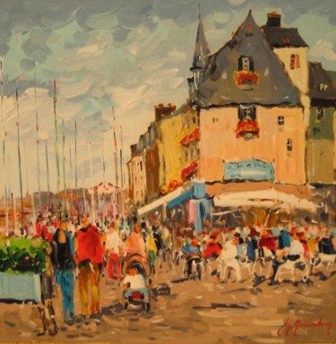 Painting titled "Honfleur" by Guy Le Gendre, Original Artwork, Oil