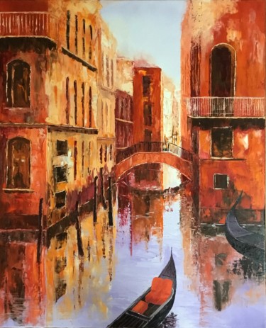 Painting titled "VENISE III" by Guy Maizieres, Original Artwork, Oil