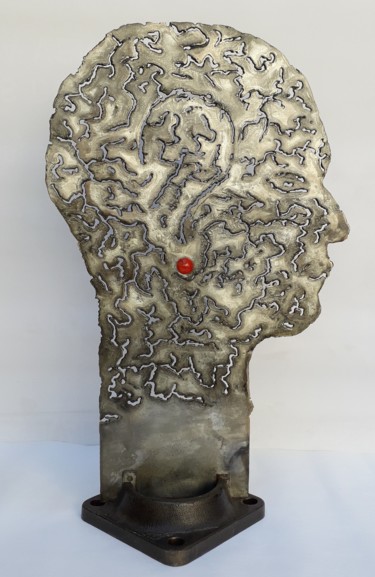 Sculpture titled "Bille en Tête" by Guy Romedenne, Original Artwork, Stainless Steel