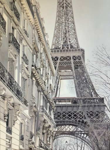 Painting titled "Paris et sa grande…" by Guy Sopkowiz, Original Artwork, Oil