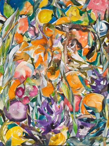 Картина под названием "Flower Power" - Guy Sroka, Подлинное произведение искусства, Акварель