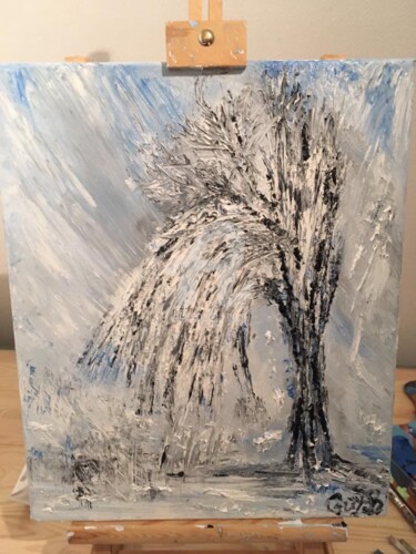 Peinture intitulée "L'arbre enneigé" par Guyb, Œuvre d'art originale