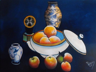 Peinture intitulée "oranges" par Morançais, Œuvre d'art originale, Huile
