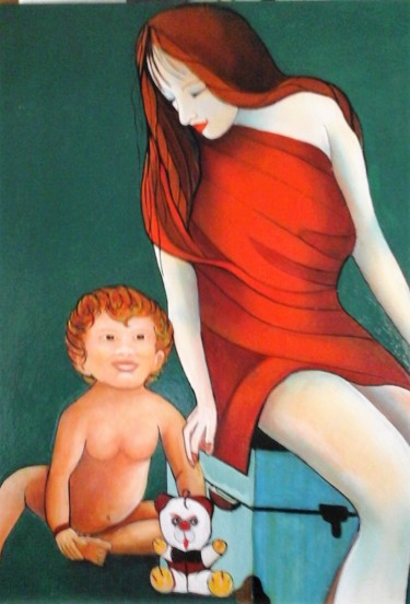 Peinture intitulée "ancelino et angelina" par Morançais, Œuvre d'art originale, Huile