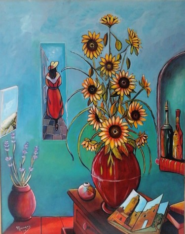 Peinture intitulée "les soleils" par Morançais, Œuvre d'art originale, Huile