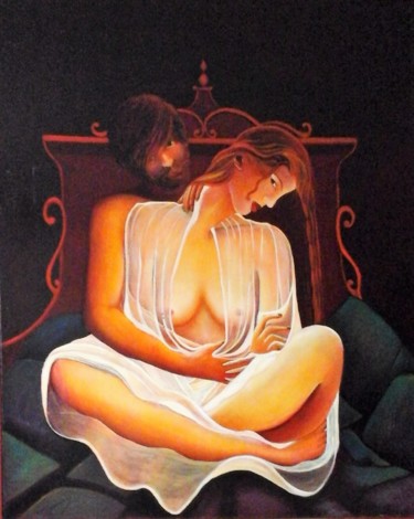 Peinture intitulée "douceur" par Morançais, Œuvre d'art originale, Huile