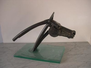 Sculpture titled "cheval" by Guy Gendrot, Original Artwork, Metals