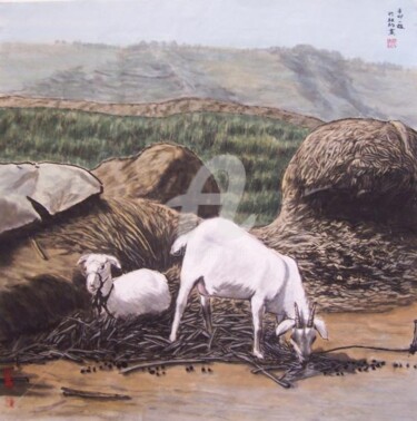Painting titled "Gu,YiXiong Chinese…" by Gu Yi Xiong Gu Yi Xiong, Original Artwork, Watercolor