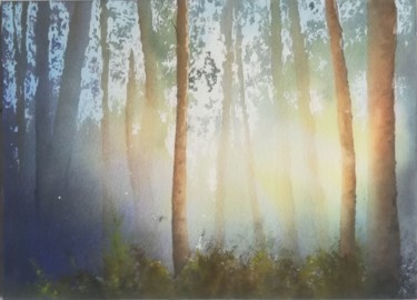 Peinture intitulée "Onde de lumière" par Guylaine, Œuvre d'art originale, Aquarelle