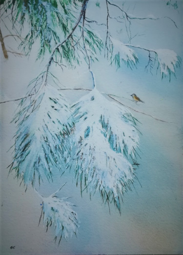 Painting titled "Solitude" by Guylaine, Original Artwork, Watercolor