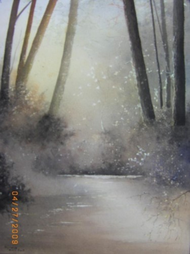 Painting titled "sous-bois" by Guylaine, Original Artwork, Ink