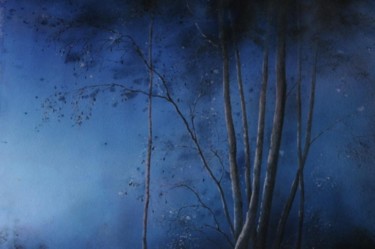 Painting titled "nuit bleue" by Guylaine, Original Artwork, Watercolor