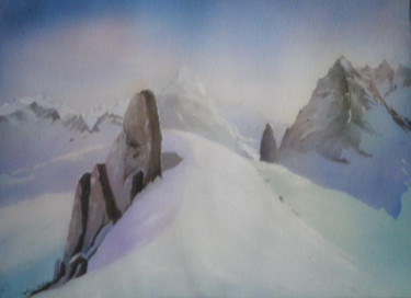 Peinture intitulée "sur les cimes" par Guylaine, Œuvre d'art originale, Huile