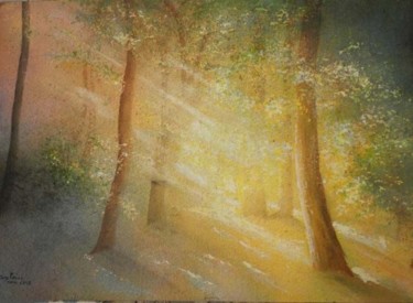 Peinture intitulée "clairière" par Guylaine, Œuvre d'art originale, Aquarelle