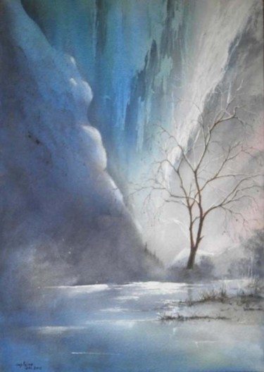 Peinture intitulée "Lumière abyssale" par Guylaine, Œuvre d'art originale, Aquarelle