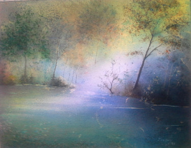 Peinture intitulée "A l'orée de la lumi…" par Guylaine, Œuvre d'art originale, Aquarelle