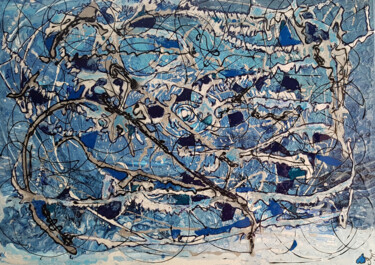 Schilderij getiteld "SNOW WORM - Peintur…" door Guylaine Bisson (GuyL'ART), Origineel Kunstwerk, Acryl Gemonteerd op Frame v…
