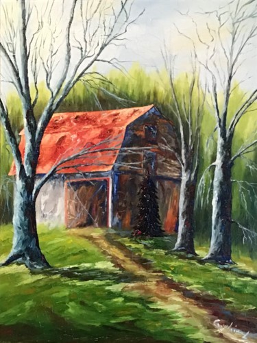 La grange Corbois ! Peinture intitulée "La grange Corbois !" par Guylaine L.Artiste Peintre, Œuvre d'art originale, Huile