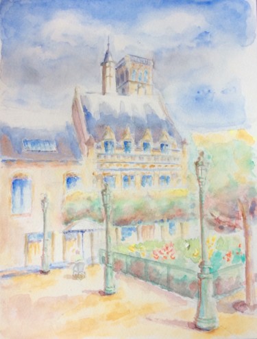 Картина под названием "Hôtel des créneaux…" - Guyle Rayne, Подлинное произведение искусства, Акварель