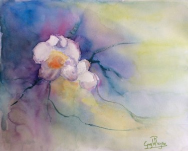 Pintura intitulada "fleur tête de bélier" por Guyle Rayne, Obras de arte originais, Aquarela