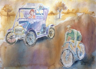Painting titled "une Ford T avant le…" by Guyle Rayne, Original Artwork, Watercolor