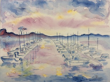 Painting titled "Impression soleil c…" by Guyle Rayne, Original Artwork, Watercolor