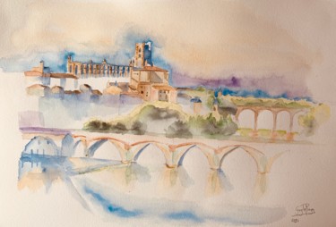 Painting titled "Albi la rouge" by Guyle Rayne, Original Artwork, Watercolor