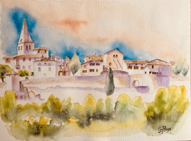 Painting titled "Puycelsi dans le Ta…" by Guyle Rayne, Original Artwork, Watercolor