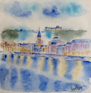 Painting titled "Lumières dans la Sa…" by Guyle Rayne, Original Artwork, Watercolor