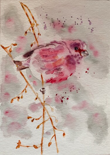 绘画 标题为“Oiseau sur une bran…” 由Guyle Rayne, 原创艺术品, 水彩