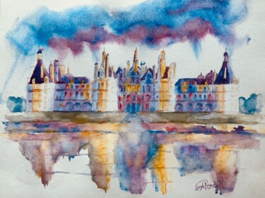 Painting titled "Château de Chambord…" by Guyle Rayne, Original Artwork, Watercolor