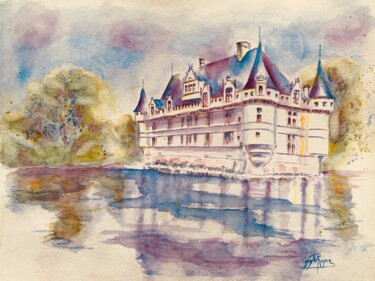 绘画 标题为“Château d’Azay le R…” 由Guyle Rayne, 原创艺术品, 水彩